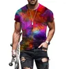 Camisetas masculinas Smoke Color Powder Running T-shirt impressa em 3D Moda masculina Street Casual Sports Shirt Masculina O-neck Oversized