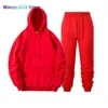 Ny trackdräkt män märke manlig solid huva tröjapants Set Mens hoodie Sweat Suit Casual Sportswear S-3XL Gratis frakt 022023H 022123H