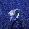 خاتم الماس Moissanite S925 Sterling Silver Four Claw Moissanite Ring Party Bride Ring European and American Hot Fashion Women Ring Valentine's Day Gift SPC