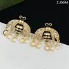 Femmes À La Mode Designer Abeille Dangle Goujons Boucles D'oreilles En Laiton Matériel Marque De Mode Boucle D'oreille Oreille Stud Avoir Timbre Goutte D'oreille Partie De Mariage Bijoux Avec Boîte