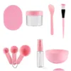 Sponges Applicators Cotton 9 In 1 Cosmetic Beauty Makeup Set Facial Mask Brush Bowl Refillable Bottles Face Clean Sponge Tool Kit Dhkos