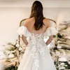 Party Dresses Elegant Strapless Tulle Wedding Dress 2023 Princess Sweetheart Lace A Line Bridal Gown Illusion Appliques Bohemian Bride 230221