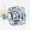 Anelli a grappolo Anello quadrato in argento 925 originale con taglio Asscher da 5 ct, creato con diamanti, fidanzamento, matrimonio, cocktail, gioielli con dita, topazio