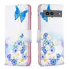 Patrooncases voor Google Pixel 8 7A 7 6 6a Pro Samsung Wallet Leather Pu Tpu Funda Flower Telefoonhoes