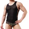 Débardeurs pour hommes Bodys pour hommes Sous-vêtements Shapers Camouflage Sexy Mesh Bodybuilding Homme Corset Haute Élasticité Vêtements d'une seule pièce