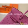 Handbag Designer Ostrich Stitched Family Bag South Africa Kk Skin L3 Rose Purple B25bk30 Genuine Leather