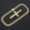 Hip Hop Classic Gold Kreuz Anhänger Gold Vollzirkon Miami Halskette Religiöser Schmuck