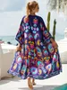 Lady Summer Designer Bikini Cover-Ups Cotton Cardigan Print Print Long Sun Protect Smock LXF2138