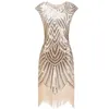 Robes décontractées Vintage 1920s Flapper Great Gatsby Dress O-Neck Cap Sleeve Sequin Fringe Party Midi Vestidos Verano 2023 Summer ClubCasual