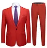 Men's Suits Jacket Pants)2023 Fashion 2 Pieces Pure Color Set Business Casual Mens With Pants Costume Homme Men For Wedding
