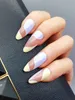 False nagels 24 -st set camouflagepatroon ontworpen spijker met gouden lijn groene matte pers op tip kist lang volwassen manicure decor