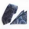 Bow Ties Formal Tie Man Slits Hanky ​​Suit Silverkläder Paisley Floral Silk Gift till pappa eller pojkvän Män näsduk Cravat