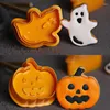 Baking Moulds Halloween Pumpkin Ghost Theme Plastic Cookie Cutter Plunger Fudge Craft Chocolate Mould Cake Decorating Tool