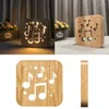 Lampes de table Notes de musique en bois créatives Lampe carrée creuse LED Veilleuse colorée Maison 1XCC