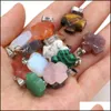 Charms Natural Stone 16x20mm Cross Rose Quartz Lapis Lazi Turquoise Opal Crystal Pendant Diy voor ketting oorbellen sieraden maken Dr Dhx8j