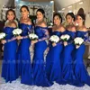 Платья для вечеринок Royal Blue Off The Wleck Bridesmaid с аппликацией русалки с длинным рукавом свадебное платье -платье 230221