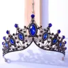 Tiaras kmvexo baroque 빈티지 브론즈 로즈 로즈 보라색 크리스탈 티아라스 왕관 신부 신부 대회 파티 diadem 웨딩 헤어 액세서리 Z0220