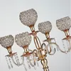 Party Decoratie 80 cm kaarsenhouder 5 Arms Metal Gold/Silver Crystal For Wedding Christmas Event Centerpieces 10 stks