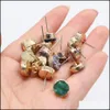 Stud 12mm natursten f￤rgpl￤terad druzy drusy kvarts kristallstenar guld studs ￶rh￤ngen smycken f￶r wome baby drop leverans dhiif