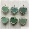 Charms Natural Green Aventurine Stone Tree of Life Gold Wire Wrapped Love Heart Pendants For Halsbandsmycken Markering MJFashion Drop Dhyxm