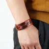 Bedelarmbanden eenvoudige 2,3 cm breed lederen armbandenbangles voor mannen vintage bruin/oranje polsband manchet juwelenjongen cadeau