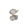 Bröllopsringar WT-R461 WKT Material 18K Real Gold Plated Natural White Druzy Quartz Ring Women Fashion Trendy Energy Geode Agate Stone