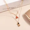 Choker 2023 Gold Color Double Layers Cute Luxury Bling Crystal Star Pendant Necklace Fashion Women Trendy Jewelry Accessary