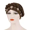 Vêtements ethniques Femmes musulmanes Stretch Braid Cross Whip Perle Soie Turban Chapeau Écharpe Bonnet Caps Hijab Headwear Head Wrap Accessoires de cheveux