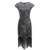 Casual jurken Vintage 1920s Flapper Great Gatsby Dress O-Neck Cap Sleevin Fringe Party Midi Vestidos Verano 2023 Zomerclubcasual