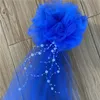 Other Festive Party Supplies 4pcs Pom Pew Bows Tulle and Pearl Bows Church Pew Pew Bows Quinceanera Decorations Chair Hangers wedding decoration Bridal 230220