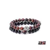 Bracelets de charme Hommes Rouge Tiger Eye Pierre Bracelet Bouddha Lotus Charms À La Main 8mm Perles Noires Été Femmes Bijoux Cadeau Drop Livraison Dhjyr