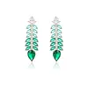 Dangle Boucles D'oreilles Multicolore Zircon Cubique CZ Cristaux De Style D'os De Poisson Boucle D'oreille Pour La Mariée Femmes Fille Fête D'anniversaire Bijoux CE11719