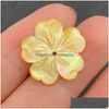 Charms Elegant Natural Motherofpearl Flower Necklace Pendant Black Yellow Sea Shell Bohemian Jewelry Diy Making Accessories Dr Dhxda