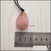 Pendentif Colliers Agate Naturelle Rose Quartz Cristal Pierre Fil Enroulé À La Main Arbre De Vie Goutte Or Sier Couleur Necklac Mjfashion Del Dhdsv