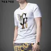 T-shirts pour hommes T-shirt à manches courtes pour hommes 2022 Nouveau haut d'été Slim lettre sequin broderie éblouissante Desiger tendance mâle t-shirt vêtements pour hommes Z0221