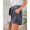 Damen-Shorts, Sommer, locker, mit Taschen, Schnürung, mittlere Taille, einfarbig, urban, lässig, schlankmachend, Boho-Stil, Streetwear