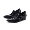 6,5 CM Ferse Neue Handgemachte Schuhe Männer Formale Schwarz Leder Kleid Schuhe Männer Business Oxfords Slip auf Zapatos Hombre, EU38-46