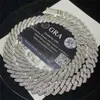 Anpassade hiphop -smycken isade ut 14mm 925 Sterling med pronginställning VVS Lab Moissanite Cuban Link Chain Halsband för människan