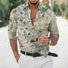 Mäns avslappnade skjortor Luxury Hawaiian Tropical for Men 3D Printed Floral Long Sleeve Blue Beach Holiday Camisa Overdized Tops tee Homme 230221