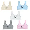 Camisoles & Tanks Young Girls Cotton Training Bra Cute Black Print Striped Wide Strap Underwear Double Layer Unpadded Crop Top Vest 37JB