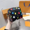 Bolso con cadena de dados, bolsos de mensajero con puntos, bandolera cuadrada, bolso de mano, monedero con cremallera, bolsos de mano de cuero genuino, gran capacidad