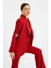 Costume pantalon rouge pour femme, coupe cintrée, costume mère de la mariée, Blazer de soirée, vêtements d'invités, 3 pièces, mode printemps