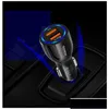Car Charger Quick Charge 3.0 Dual Usb 5V3A Turbo Fast Charging Mobile Phone For Xiaomi Adapter Drop Delivery Automobiles Motorcycle Dhika