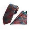 Papillon da uomo Business Casual Cravatta Sciarpa Due pezzi Poliestere Paisley Set Moda Collo da uomo