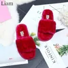 Pantoufles Liam Pure Color Home Pantoufle Femmes Bleu Foncé Rouge Noir Fuzzy Slides Hiver Casual Chaussures Confortables Chaussures Femme 37 38 39