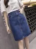 Kjolar jmprs koreanska lösa kvinnor denim midi kjol sommar a-line blå kvinnliga jeans vintage casual bomull kjol överdimensionerad faldas 5xl 230221