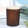 candle holders 200ml Frosted Glass Candle Jar Candles Cup Empty Container diy Aromatherapy Candle Holder with Wood Lid