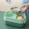 Dinnerware Sets Double Layer Stainless Steel Lunch With Soup Bowl Leak Proof Bento Box Set Microwave Adult Student Container