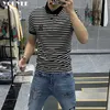 Herr t-shirts herrpolo skjorta lapel rand casual 2021 sommar mode koreansk trend smal trend passar bomull högkvalitet manliga topp män kläder z0221