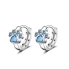 Hoop Earrings 925 Silver Blue CZ Print Small Huggies For Women Girl